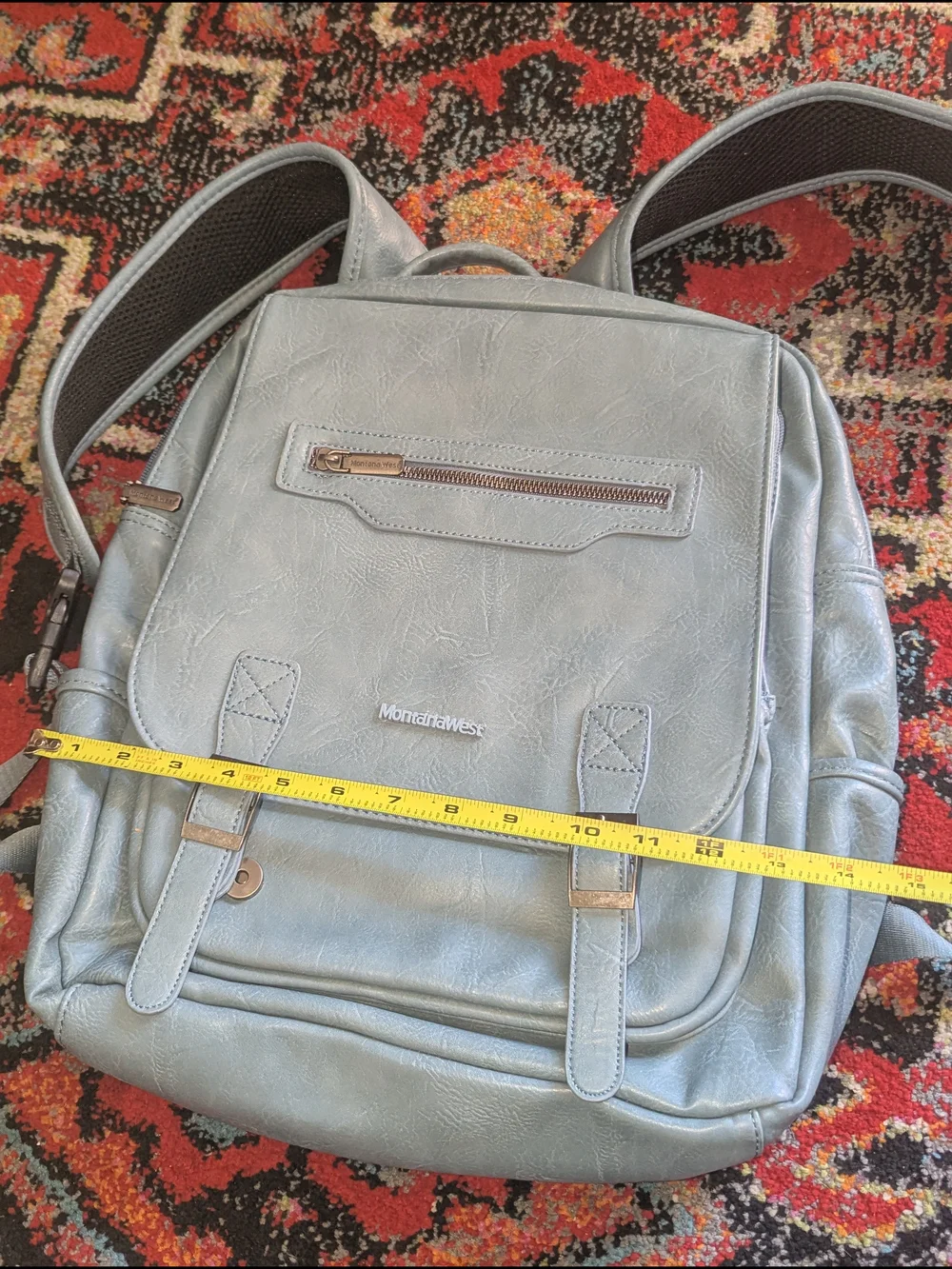 Montana West Light Blue Leather Backpack for Men